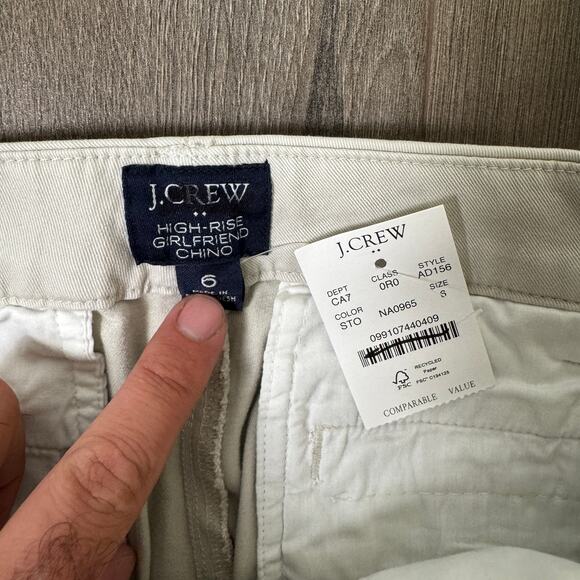 J.Crew High-Rise Girlfriend Chino Pants WMNS 6 Stone Gray Straight Leg Stretch - Picture 4 of 7